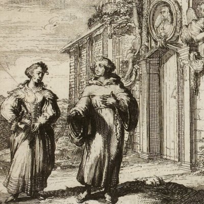 Comment l’esprit vient aux filles (La Fontaine, Contes, Amst. 1685) - De Hooghe