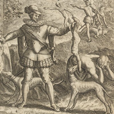Enfants jetés aux chiens (Las Casas, Destruction des Indes, 1598) - Th. de Bry