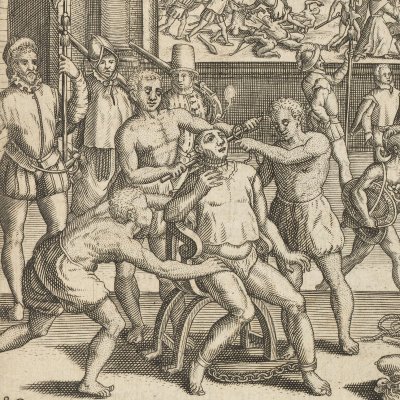 Exécution d’Atahualpa (Las Casas, Destruction des Indes, 1598) - Th. de Bry
