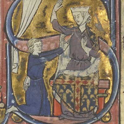 La Dame livre son cœur à Doux Regard (Roman de la poire, Bnf Fr2186 41v)