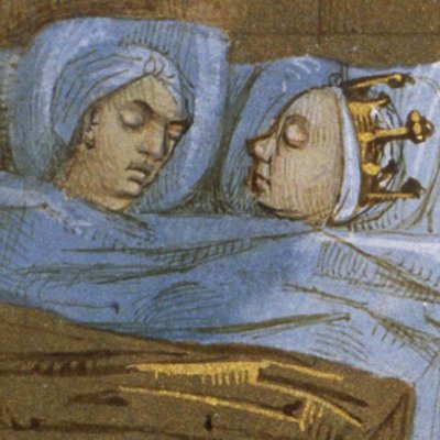 Tristan surpris dans la chambre d’Yseut (Tristan en prose, Français 102, fol 69v)