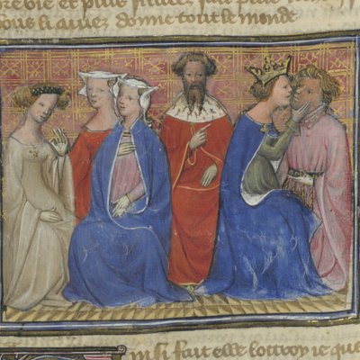Guenièvre embrasse Lancelot (Lancelot du lac, Ars3479)