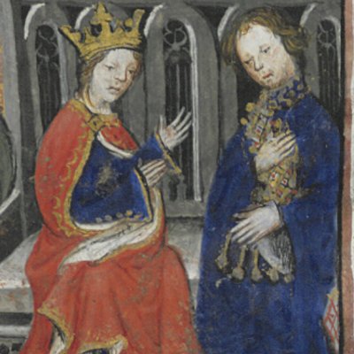Lancelot auprès de Guenièvre (Lanc. du lac, Ars3479)