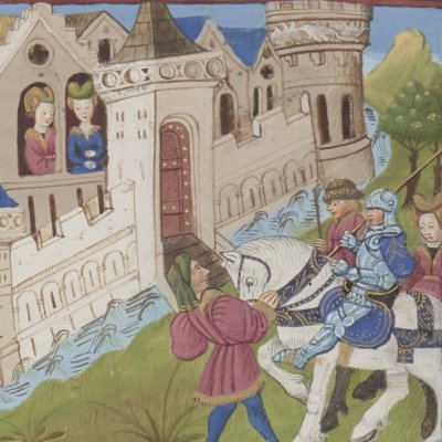 Lancelot contemple Guenièvre (Lancelot du lac, Ms Fr111)