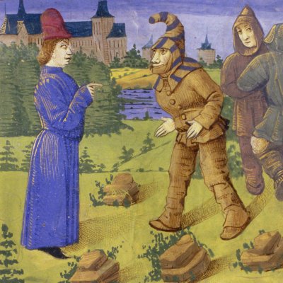 Marc face à Tristan fou (Tristan en prose, Français 102, fol 164v)