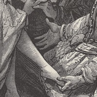 Cendrillon essaie la pantoufle (Contes de Perrault, Hetzel, 1867) - Doré