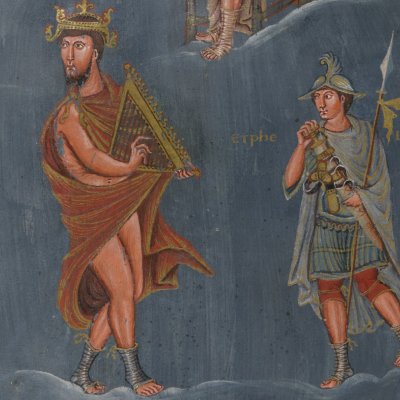 David et ses musiciens (Bible de Vivien, F215v°)
