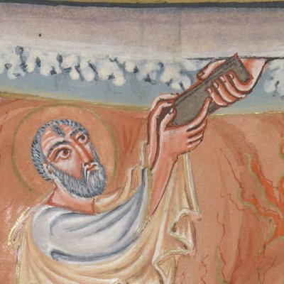 Moïse reçoit et explique la Loi (Bible de Vivien, F27v°)