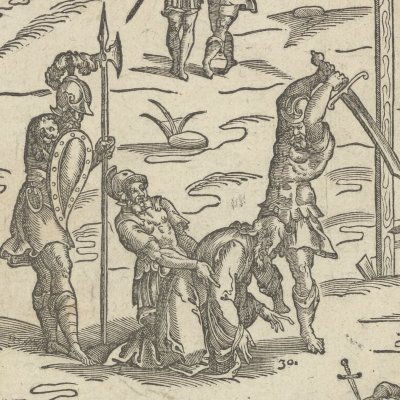  Pourtraict representant les massacres cruels & inhumains faits à Rome… par le Triumvirat