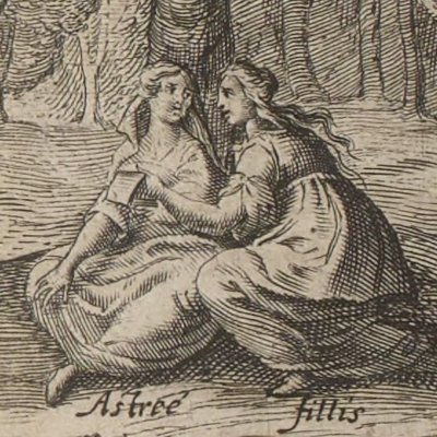Astrée et Phillis lisent une lettre de Céladon (L’Astrée, 1633, II, 3)