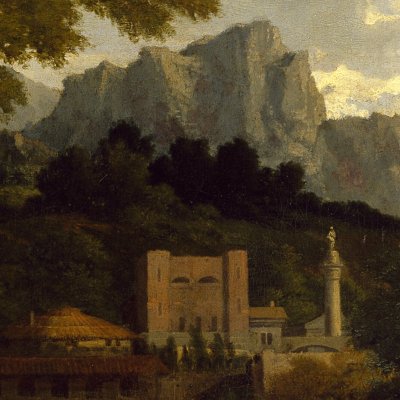 Paysage de montagne avec une citadelle - Francisque Millet