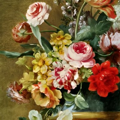 Vase de fleurs sur un piédestal de pierre - Bellengé