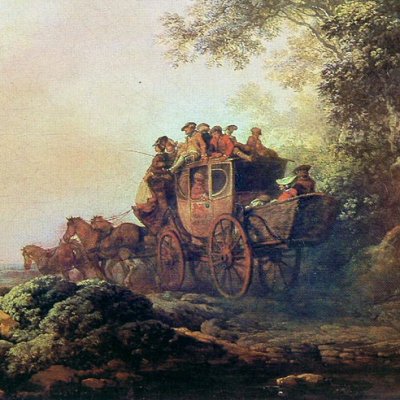 Paysage avec une voiture de poste - Loutherbourg