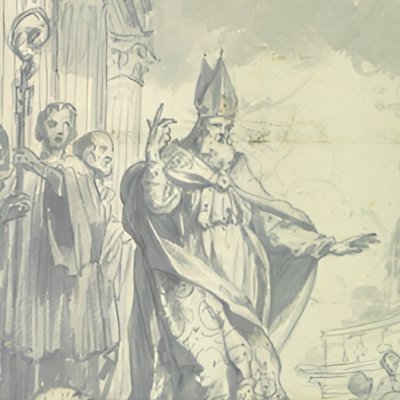 Prédication d’un évêque (saint Ambroise ?) - Godfried Maes