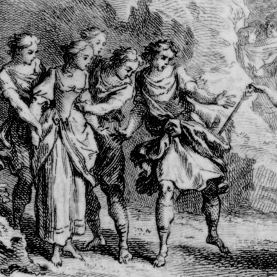Dorinde blessée par Silvio (Pastor fido, acte IV, Prault, 1766) - Cochin