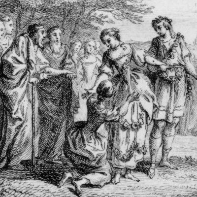 Amarillis pardonne Corisque (Pastor fido, acte V, Prault, 1766) - Cochin