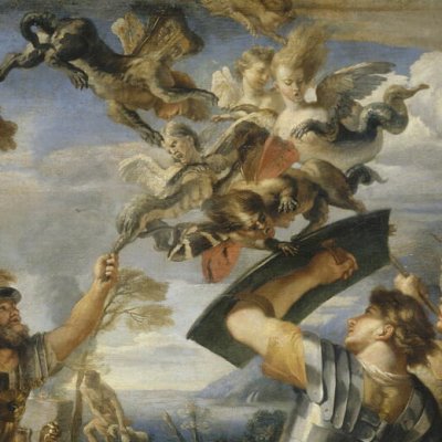 Énée et ses compagnons combattant les Harpyes - François Perrier