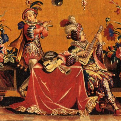 Deux musiciens dans un décor de théâtre (Tenture des grotesques) - Monnoyer