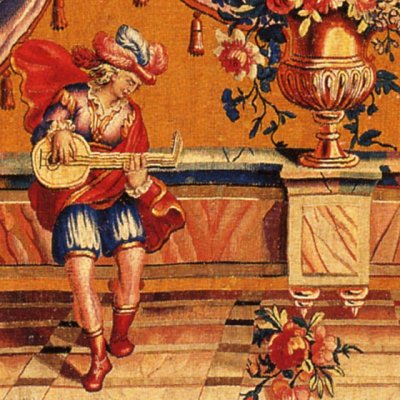 Musicien et danseuse aux cymbales (Tenture des grotesques) - Monnoyer