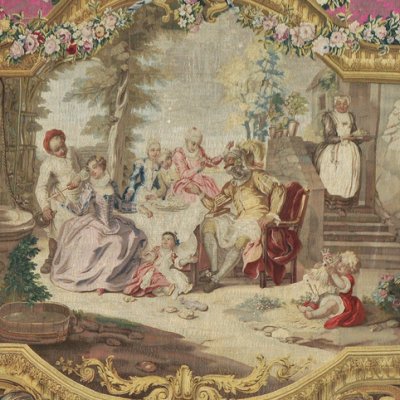 Don Quichotte servi par les filles de l’Hôtellerie (Tenture de l'Histoire de don Quichotte) - d'après Coypel