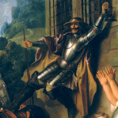 Don Quichotte attaché aux barreaux d’une fenêtre (Hist. de D. Q.) - Coypel