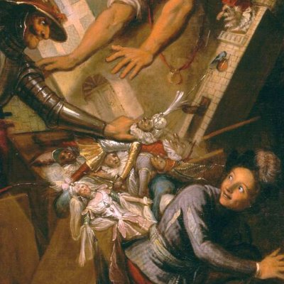 Les marionnettes démolies (Histoire de Don Quichotte) - Coypel