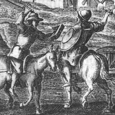 Don Quixote and the windmills (Don Quixote, Madrid, 1674) - Obregón