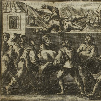 Sancho chahuté dans la cour de l’auberge (Don Quichotte, Madrid, 1674) - Obregón