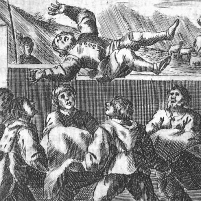 Sancho chahuté dans la cour de l’auberge (Don Quichotte, Madrid, 1674) - Obregón