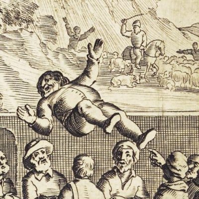 Sancho chahuté dans la cour de l’auberge (Don Quichotte, 1657) - Savery