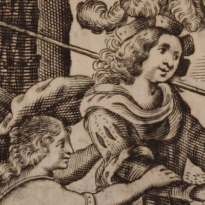 Dorinde tente de retenir Silvio (Pastor fido, acte II, Loyson, 1676)