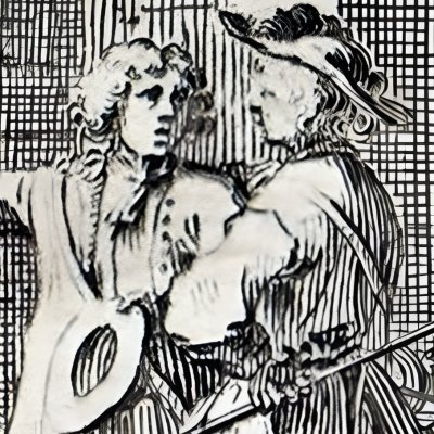 Silvio & Linco partent à la chasse (Pastor fido, A.I, Amsterdam, Elzevier, 1678)