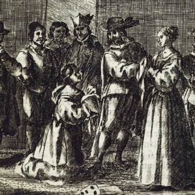 Dorothée à genoux devant Don Fernando (Don Quichotte, Madrid, 1674) - Obregón