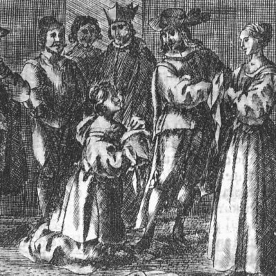 Dorothée à genoux devant Don Fernando (Don Quichotte, Madrid, 1674) - Obregón