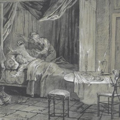 La Rancune renvers son pot (Drawings for the Roman comique) - Oudry