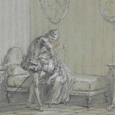 La tentation de Mme Bouvillon (Dessins pour le Roman comique) - Oudry