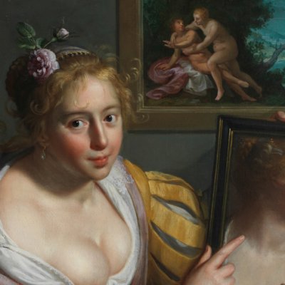 Jeune femme au miroir, allégorie de l’amour profane (Cambridge) - P. Moreelse