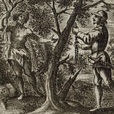 Sancho se fouette (Don Quichotte, Madrid, 1674) - Obregón