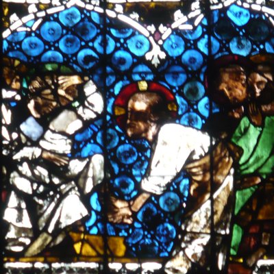 Le Christ lave les pieds de ses disciples (Vitraux de N.-D. de Strasbourg)