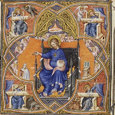 Dieu le père entre les 4 évangélistes (P Comestor Bible historiale) - J. Bondol