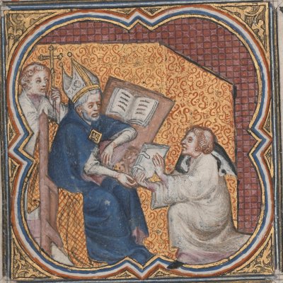 Dédicace à Guillaume de Sens (Bible historiale de Petrus Comestor, F4v) - Jean Bondol