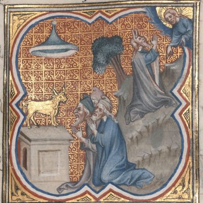 L’adoration du veau d’or (Bible historiale de Petrus Comestor, F68r) - Jean Bondol
