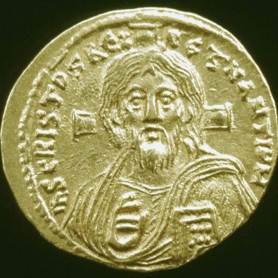 Solidus byzantin du premier règne de Justinien II, avec le Christ roi