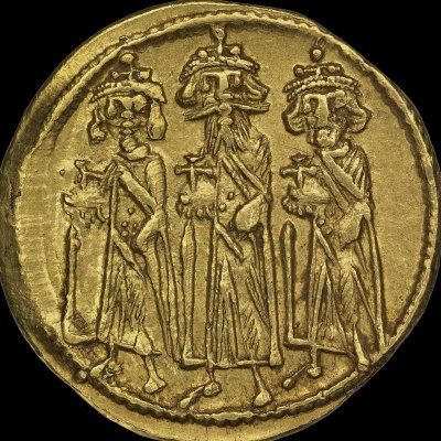 Solidus byzantin avec Héraclius et ses deux fils (Pièces du règne d’Héraclius)