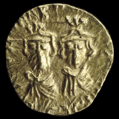 Pièce d'or islamique imitant un solidus byzantin d'Héraclius