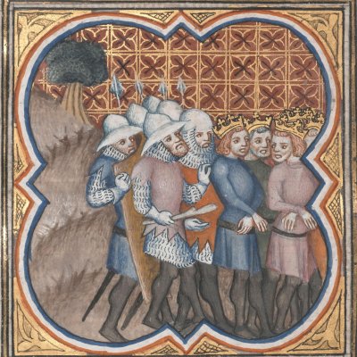 Les cinq rois pendus (Bible historiale de Petrus Comestor, F113v) - Jean Bondol