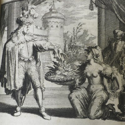 Fruits offerts et rendez-vous pris chez un avocat (Heptam. N25, Amsterdam, 1698)
