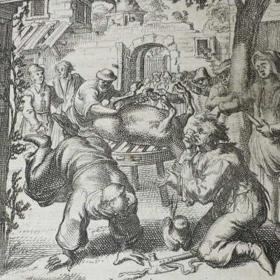 Le cordelier gras et le boucher tueur de porcs (Heptameron N34, Amsterdam, 1698)