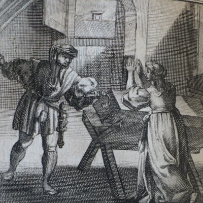 Un Italien surpris blutant au lieu de sa servante (Heptam. N69, Amsterdam, 1698)