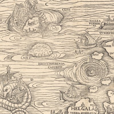 Maelstrom au large des îles Lofoten en Norvège (Carta Marina) - Olaus Magnus
